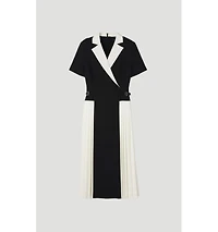 Karen Millen Women's Tailored Crepe Pleated Midi Shirt Dress