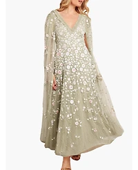 Needle & Thread Women's Ethereal Blooms Cape Sleeve Ankle Gown