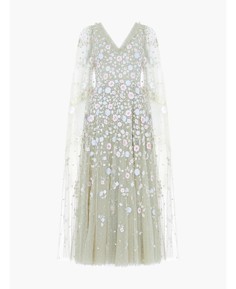 Needle & Thread Women's Ethereal Blooms Cape Sleeve Ankle Gown
