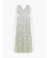 Needle & Thread Women's Ethereal Blooms Cape Sleeve Ankle Gown