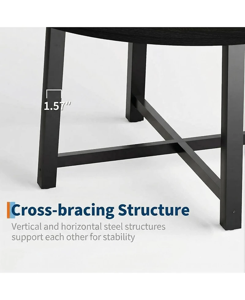 gaomon Round Dining Table , Kitchen Dining Room Table with Sturdy Metal Frame, Wood Circle Kitchen Table for Space Saving