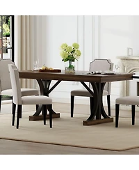 gaomon 71" Rectangular Dining Table with Two Drawers and Sturdy Frame, Large Dining Table for 6-8 People