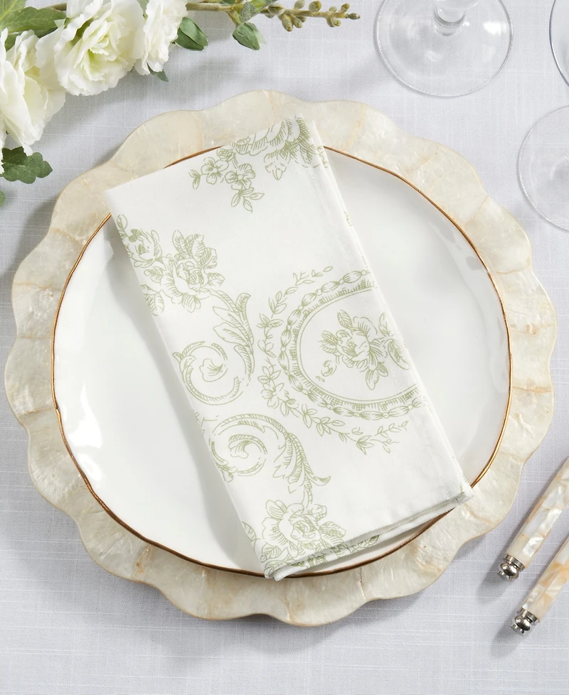 Saro Lifestyle Botanical Linen Blend Decorative Napkins, Set of 4