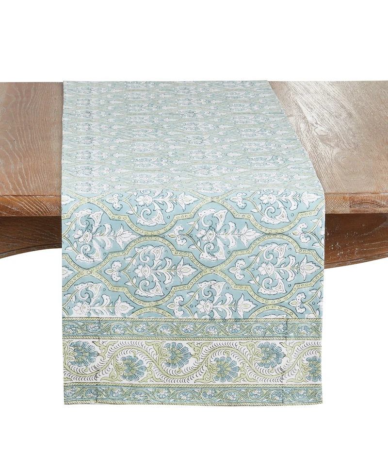 Saro Lifestyle Ornate Medallion Cotton Table Runner, 16" x 72"