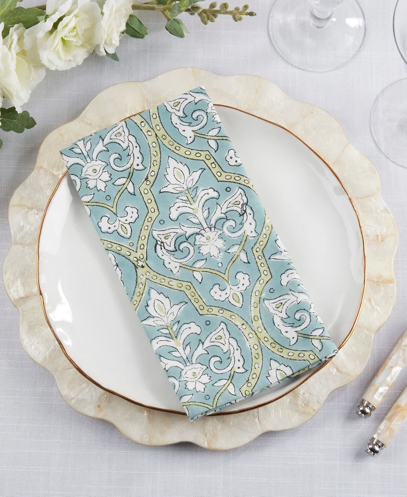 Saro Lifestyle Ornamental Pattern Cotton Decorative Napkins, Set of 4