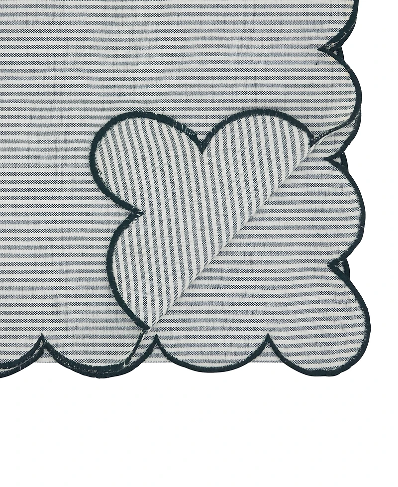 Saro Lifestyle Cotton Striped Scalloped Table Runner, 16" x 72"