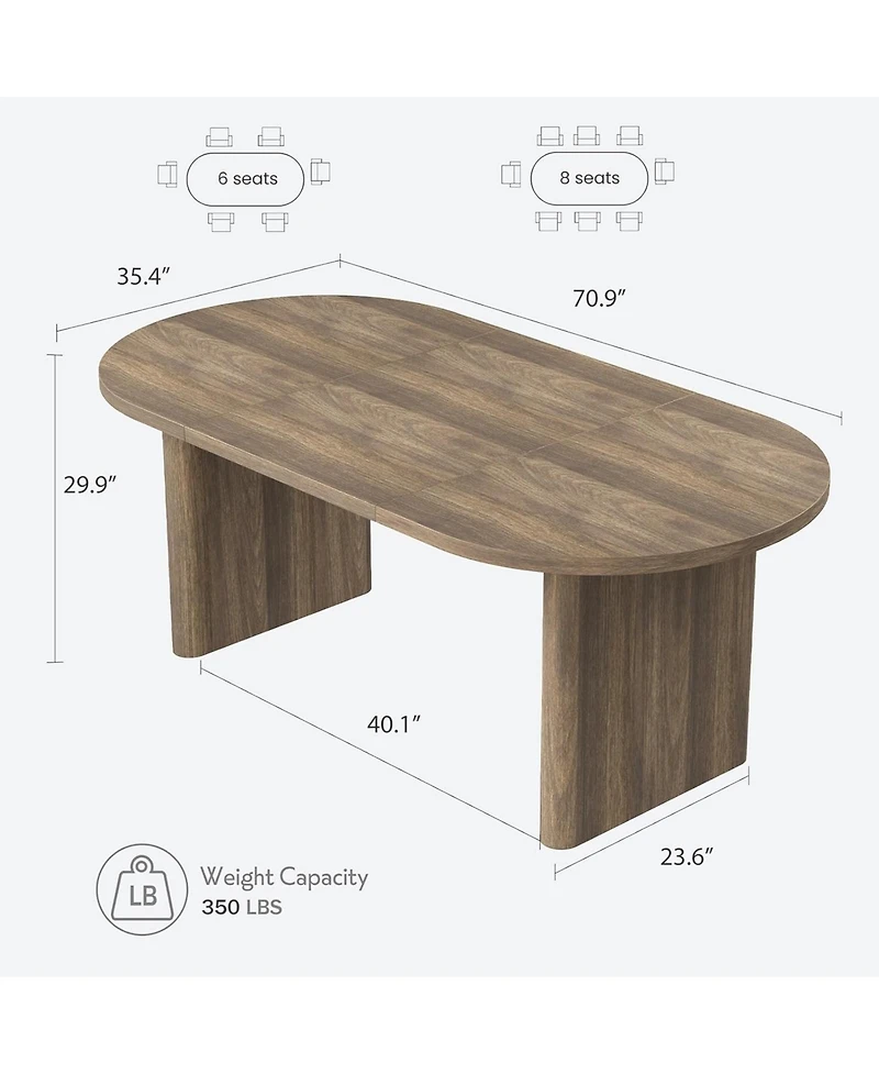 gaomon Oval Dining Table for 6-8 People, Farmhouse Dining Room Table with Thick Sturdy Wooden Base for Kitchen, Living Room