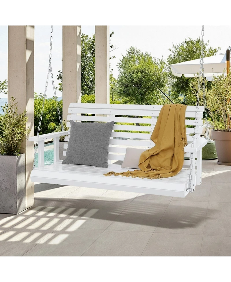 Gouun Wooden Porch Swing with Chains 880 lb Capacity