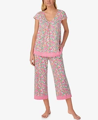 Ellen Tracy Women's Scoop Neck Top and Cropped Pajama Pants, 2-Piece Set