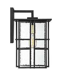 Possini Euro Design Arley Modern Outdoor Wall Light Fixture Black Geometric Frame Seedy Glass for Post Exterior Barn Deck House Porch Yard Patio