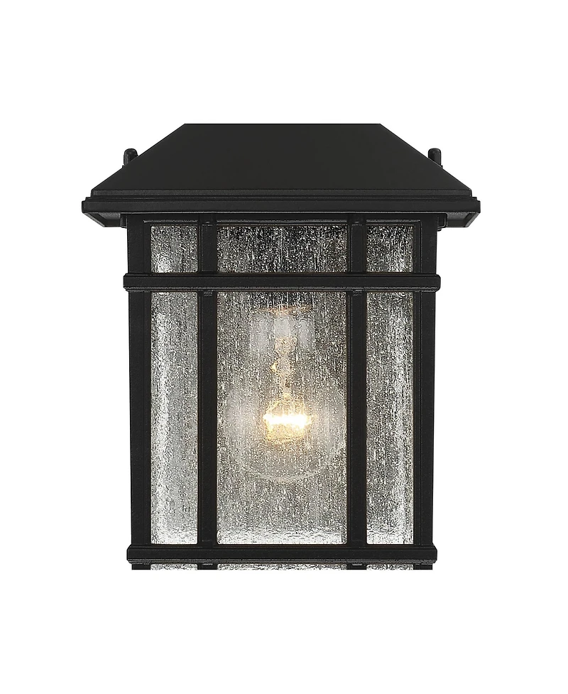 Kathy Ireland Mission Outdoor Wall Light Fixture Dusk to Dawn Frosted Seedy Glass Panels for Exterior House Porch
