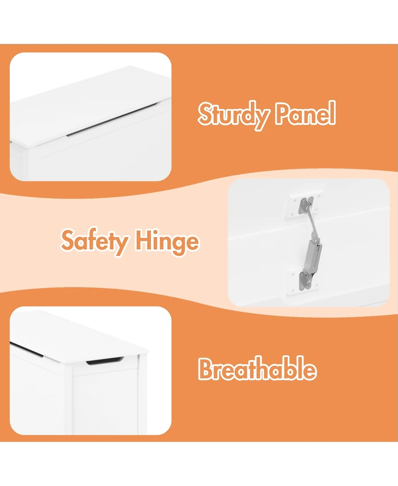 Rainsken Kids Toy Chest, Wooden Toy Box Storage Organizer, Bench with Safety Hinged Lid for Playroom