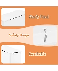 Rainsken Kids Toy Chest, Wooden Toy Box Storage Organizer, Bench with Safety Hinged Lid for Playroom