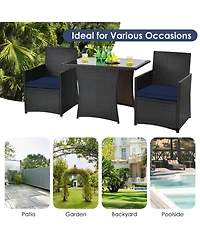 Gouun 3-Piece Rattan Bistro Set with Armchairs and Tucking Design