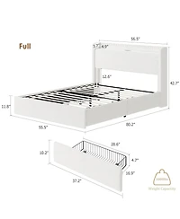 Homfan Boucle Bed Frame with Storage Headboard