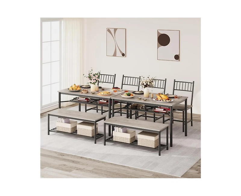 gaomon 4-Piece Classic Space-Saving Dining Set with Bench
