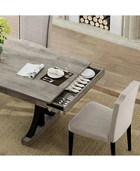 gaomon 6-8 Person Large Wooden Dining Table with 2 Drawers