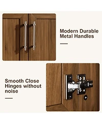 homfan Bathroom Vanity with Ceramic Sink, Storage Cabinet Drawer and 2 Soft Closing Doors, Single Sink Integral Top