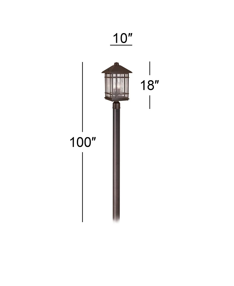 Kathy Ireland Sierra Craftsman Mission Outdoor Post Light Rubbed Seeded Glass for Exterior Barn Deck House Porch Yard Patio Home Outside