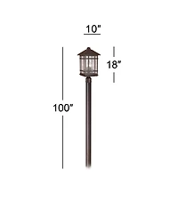 Kathy Ireland Sierra Craftsman Mission Outdoor Post Light Rubbed Seeded Glass for Exterior Barn Deck House Porch Yard Patio Home Outside
