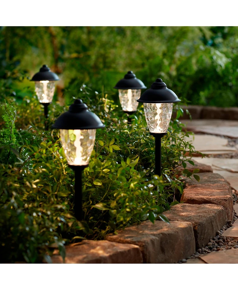 John Timberland Concord High Country Outdoor Landscape Path Lights Porch House Set of 2 Led Bulb Metal Clear Glass Shade