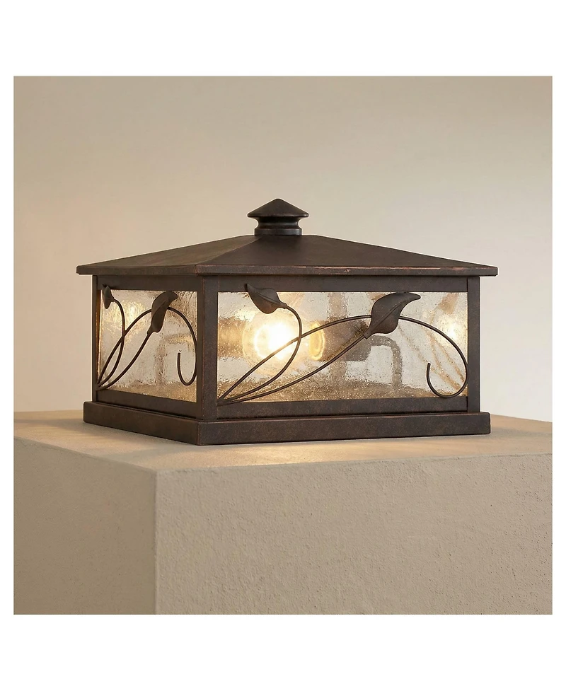 Franklin Iron Works French Garden Wide Seeded Glass Pier Mount Light