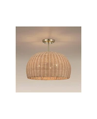 Possini Euro Design Fitzwilliam Brass and Wicker 3-Light Ceiling Light