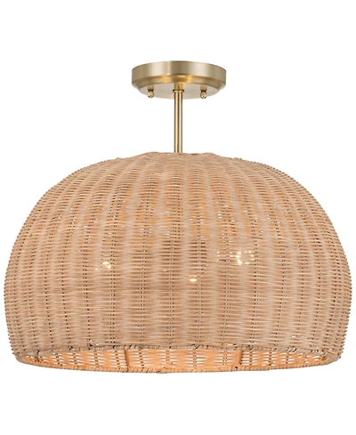 Possini Euro Design Fitzwilliam Brass and Wicker 3-Light Ceiling Light