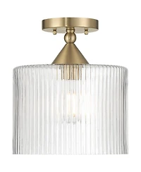 Possini Euro Design Krakow Wide Satin Brass Fluted Glass Ceiling Light