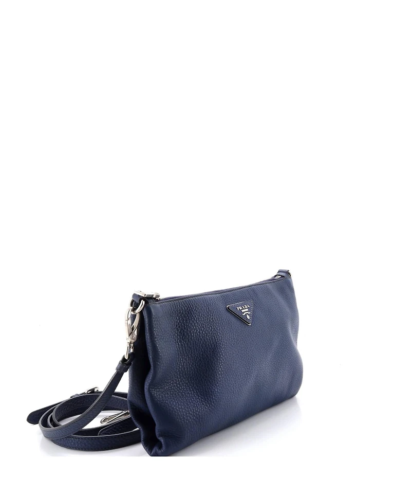 Pre-Owned Prada Mini Flat Zip Crossbody Bag Vitello Daino