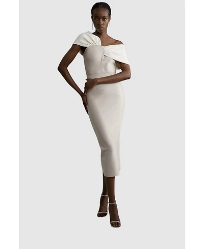 Karen Millen Women's Asymmetric Strap Knit Midi Dress