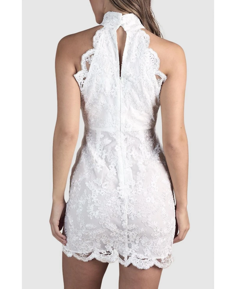 Coast Women's High Neck Mesh Mini Wedding Dress