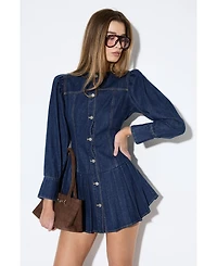 MissPap Women's Premium Denim Balloon Sleeve Dress