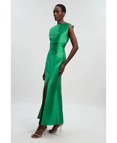 Karen Millen Women's Satin Twill Draped Maxi Dress
