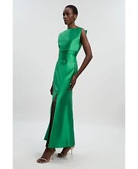 Karen Millen Women's Satin Twill Draped Maxi Dress