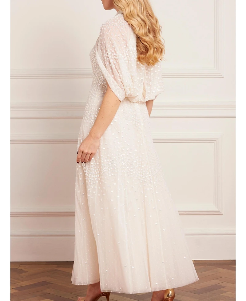 Needle & Thread Women's Scallop Sequin Cape Ankle Gown