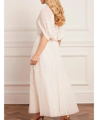 Needle & Thread Women's Scallop Sequin Cape Ankle Gown