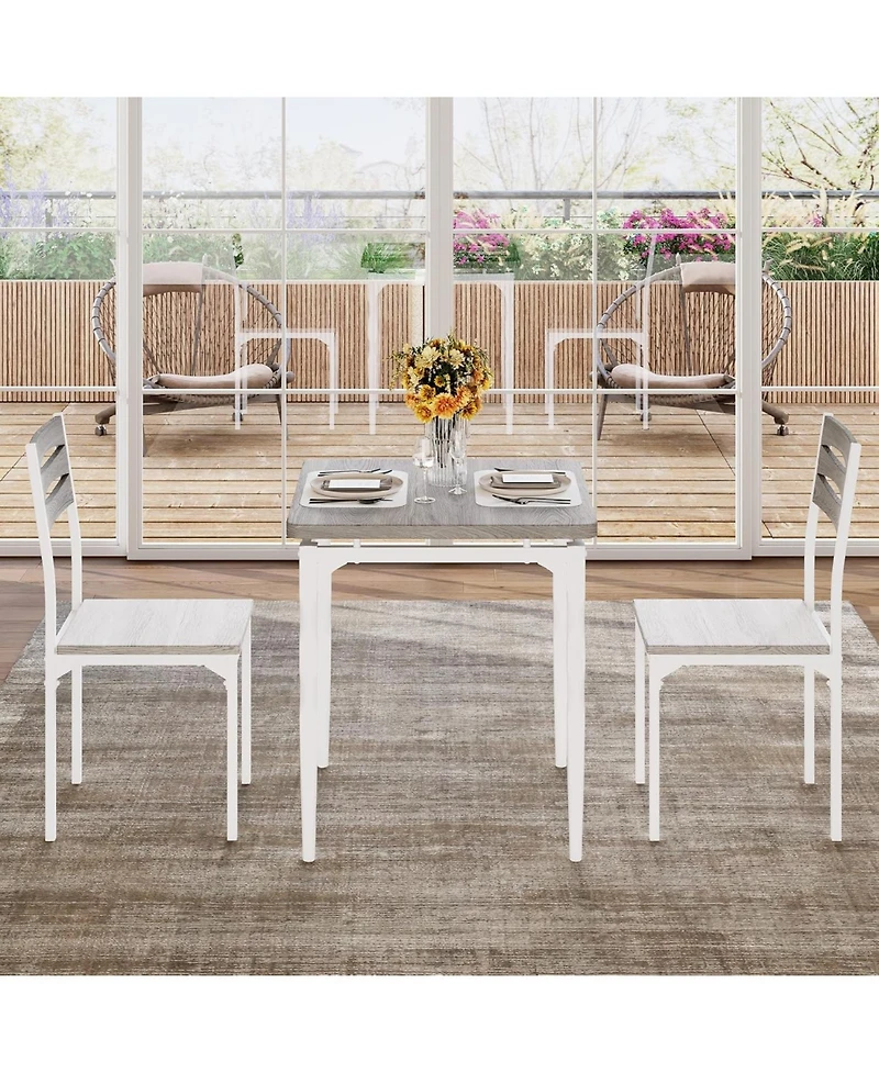 gaomon Dining Table Set for 2, Dining Table and Chairs Set of 2, 3 Piece Dining Table Set with Spiral Table Legs for Small Spaces Kitchen Apartment