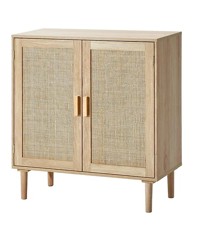 Gouun Rattan Storage Cabinet with Adjustable Shelf and 2 Doors