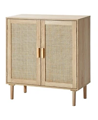 Gouun Rattan Storage Cabinet with Adjustable Shelf and 2 Doors