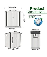Mondawe 6 x 3.6 Ft Outdoor Metal Storage Shed with Window, Lockable Door, Compact Garden Tool Shed
