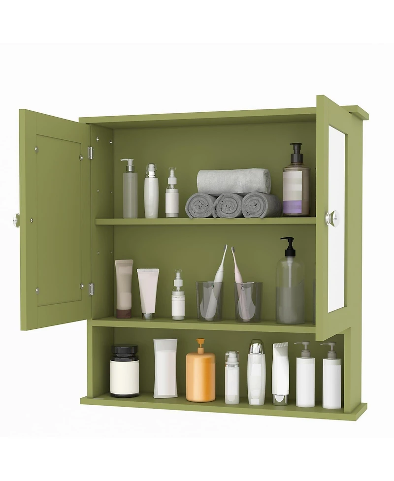 Homfan Space-Saving Wall Mounted Bathroom Medicine Cabinet - Adjustable Shelf, Over Toilet Storage, Organizer, Easy Install, Durable