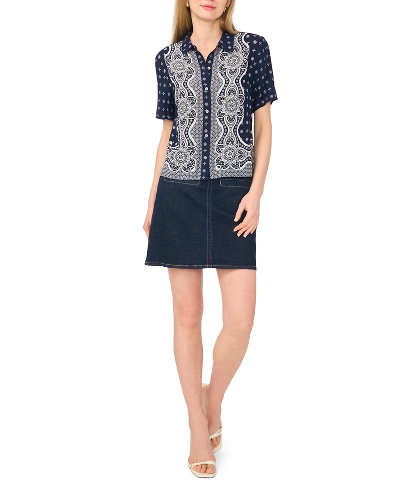 Vince Camuto Women's Collared Neck Short-Sleeve Blouse