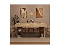 gaomon 6-8 Person Farmhouse Wooden Dining Table with Storage Cubes