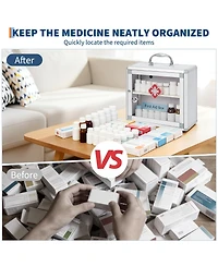 homfan Lockable Medicine Cabinet with Clear Door and Handle, Wall Mount or Carry Storage Box for Bathroom and Home Use