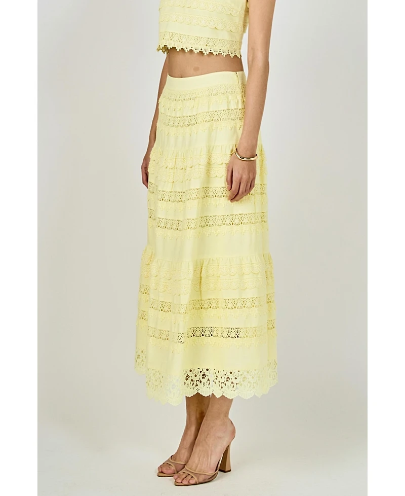 endless rose Women's Laced Midi Skirt