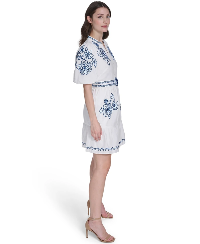Eliza J Women's Mandarin Collar Belted Shirt Dress
