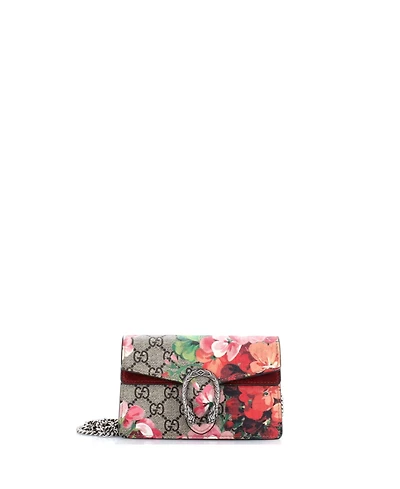 Pre-Owned Gucci Super Mini Dionysus Bag Blooms Print Gg Coated Canvas