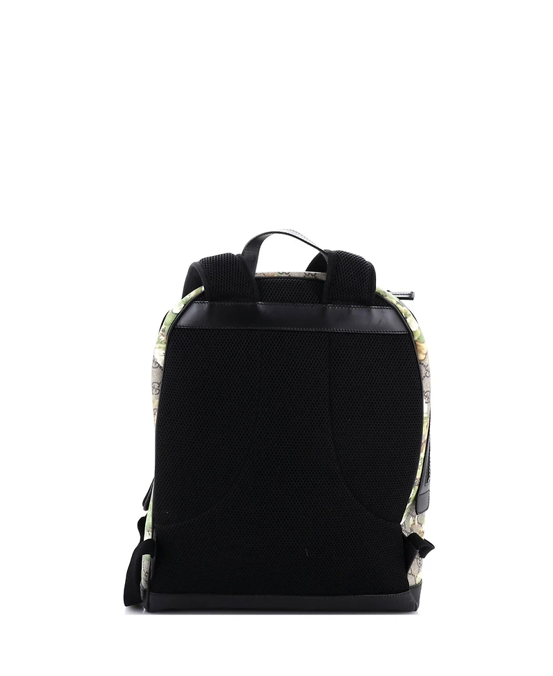 Pre-Owned Gucci Medium Zip Pocket Backpack Blooms Print Gg Coated Canvas