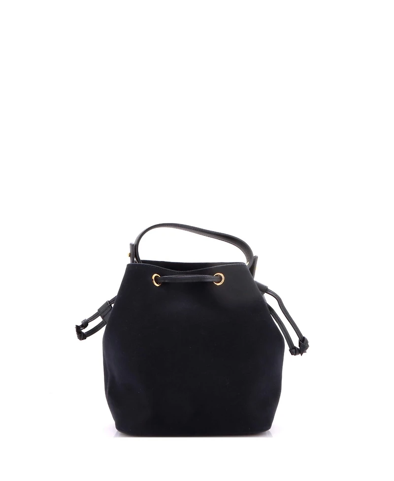 Pre-Owned Versace Small La Medusa Drawstring Bucket Bag Canvas with Leather